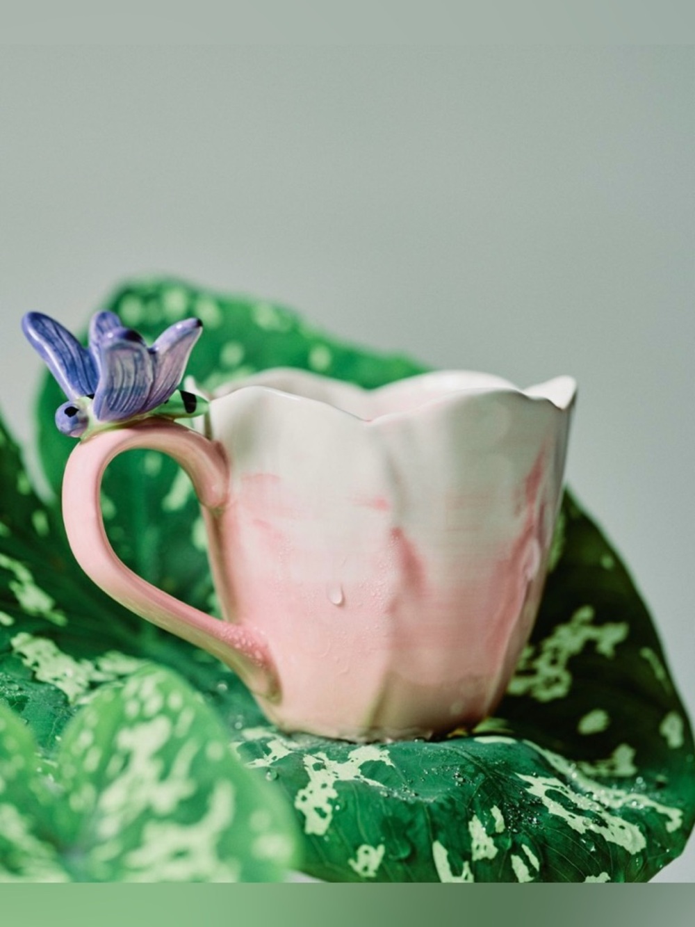 Pink Lotus Reed Stoneware Teacup